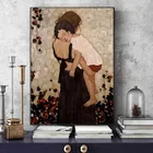 В виде знаменитой абстрактной живописи мамы и ребенка Густава Климта, Картина на холсте, Настенная картина, картина для декора гостиной, Куадрос