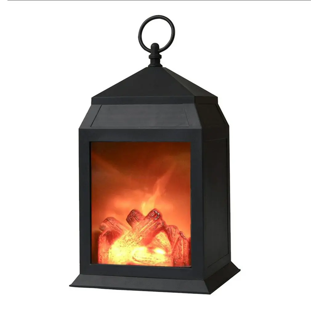 

Christmas Decoration Flame Fireplace Lamp Ornament Large Square Roof Led Creative Home Fireplace Lamp