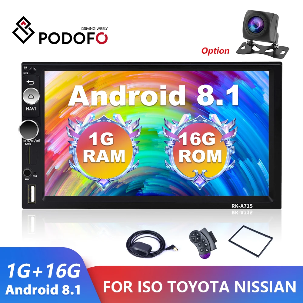 $67.99 Podofo Car Multimedia Player Android 2 Din FM Stereo GPS Radio 7