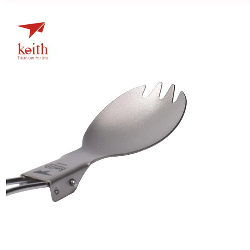 Портативная Складная ложка вилка Keith Titanium дорожные столовые приборы для кемпинга