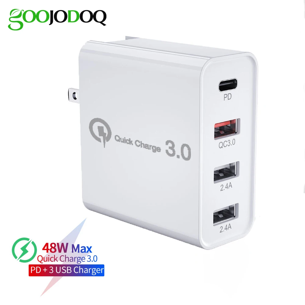 Мульти USB зарядное устройство 48 Вт PD Быстрая зарядка 3 0 двойной разъем типа C
