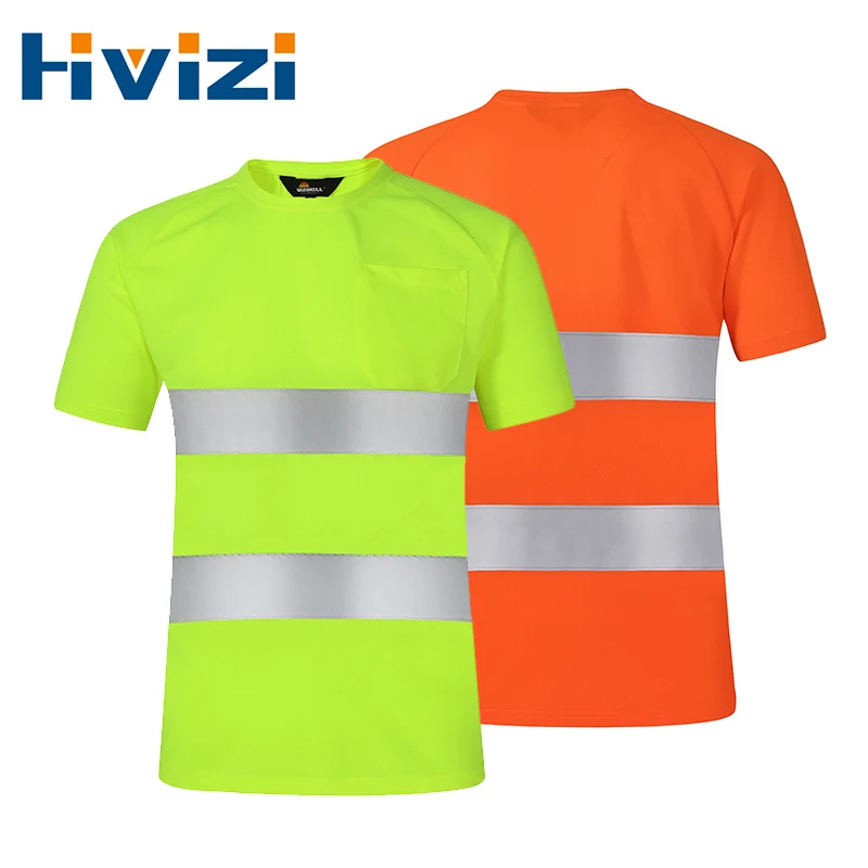 Hi Viz высокая видимость Светоотражающая Защитная футболка быстросохнущая рабочая одежда с коротким рукавом Уличная защитная Рабочая одежда