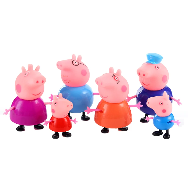 Оригинальные куклы Peppa Pig, Джордж, 25 шт., набор, фигурки из аниме, игрушки из мультфильма, семейные друзья, Свинка Пеппа, вечерние игрушки для детей, подарок на день рождения, Рождество - Цвет: 6 Pcs