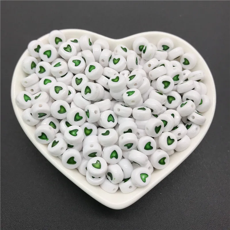100pcs 4x7mm round letters 26 letters beads multi-color peach heart-shaped spacer beads For bracelet necklace jewelry making - Color: 106