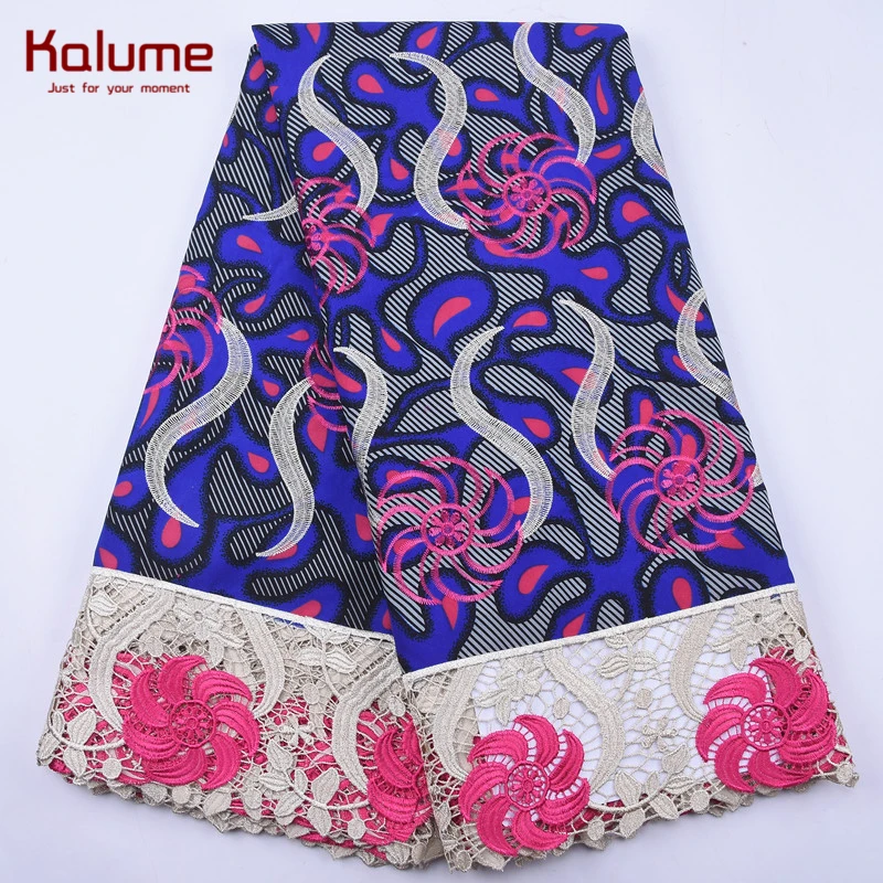 Новейшая восковая ткань Kalume с шнурком африканская кружевная вышивкой камнем для
