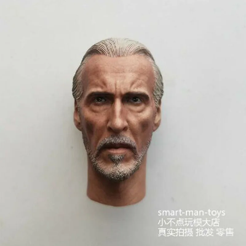 

1/6 Scale White robe wizard Christopher Lee Male Haed Sculpt PVC Male Head Carving Fit for 12" Action Body