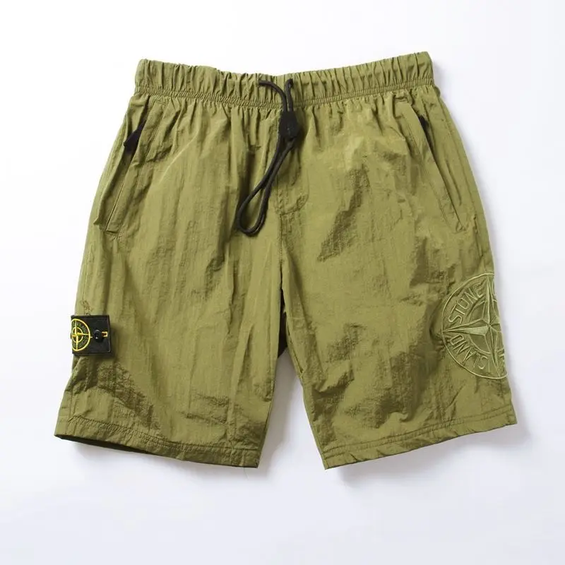 

European and American Stone Shorts Men's Loose Sports and Leisure Metal Nylon Pants INS Embroidery Trend Compass Armband