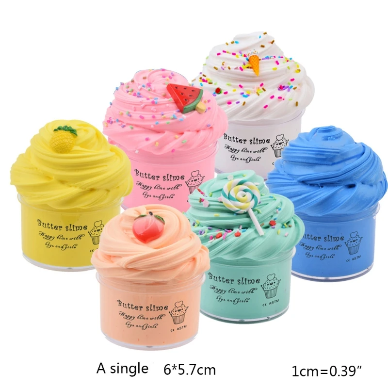 

6Pcs Butter Slime with Candy Slime Watermelon Slime and Pineapple Slime Super Soft Birthday Gifts