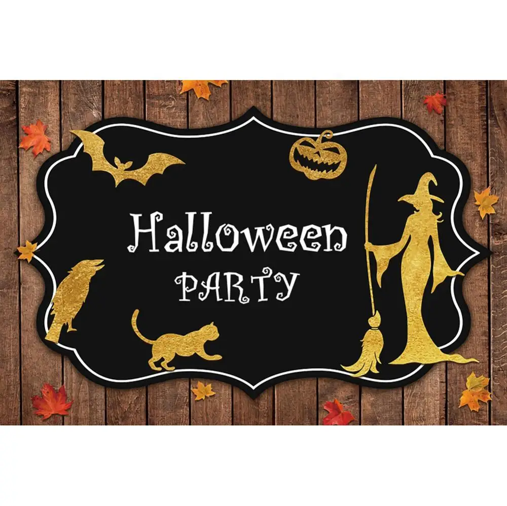 Хэллоуин осень ведьма Винтаж деревянная доска метла ребенок день рождения фон