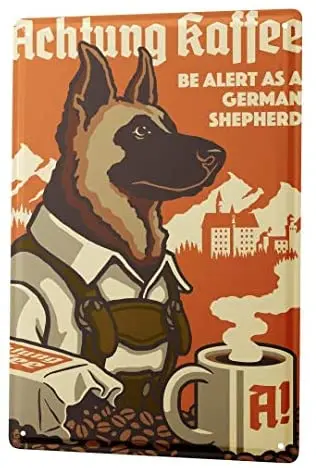 

Room Decoration Men's Metal Plate Decoration Veterinary Practice German Shepherd Home Decoration Wall Plaque 8x12 Inches