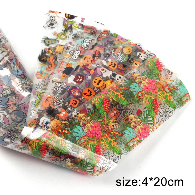 10 шт. Фольга для ногтей Хэллоуин серии Тыква дизайн переводные наклейки на ногти