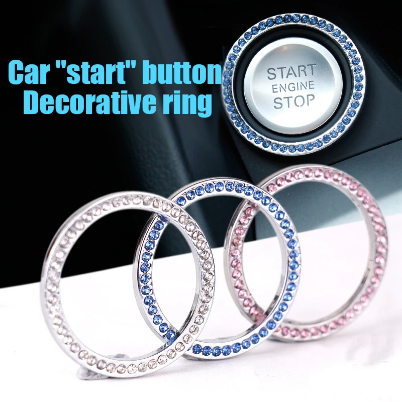 

Car Start Button Key Decorative Ring Manual Inlay Drill Ignition Button Decorative Strip Paste Crystal Car Interior Accessories