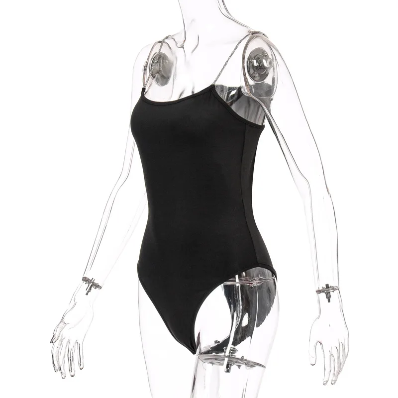 

CHRLEISURE Women Bodysuit Sleeveless Backless Solid Color Bodycon Jumpsuit Women Sexy Night Club Slip Jumpsuit
