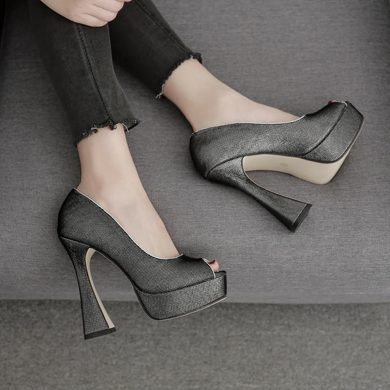 2020 роскошные женские 13 5 см туфли на экстремально высоком каблуке Открытый носок