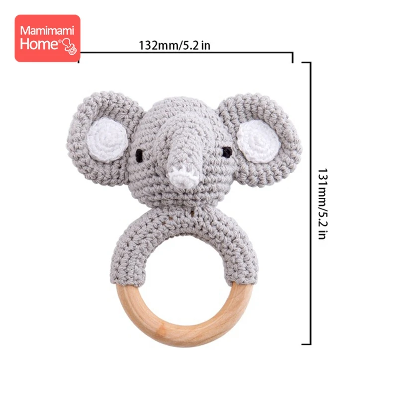 Elephant Rattle Детский деревянный Прорезыватель крючком игрушки животных деревянные пустые грызуны олень погремушка пустышка зажим подвеска силиконовые бусины детские товары - Цвет: Elephant Rattle