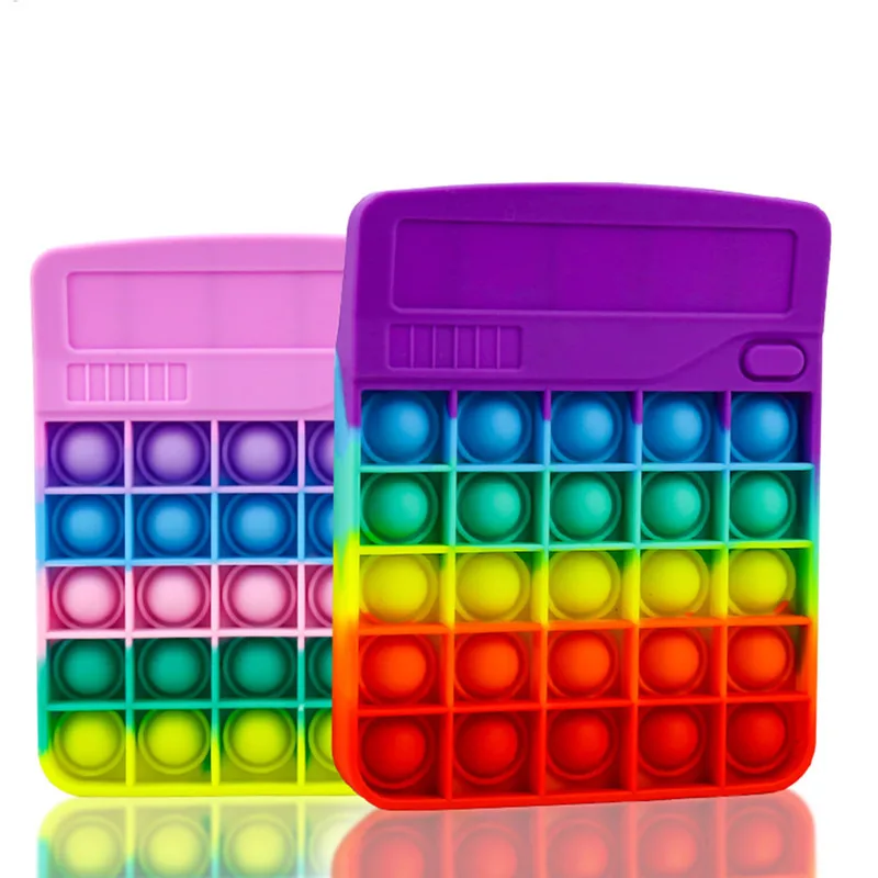

Fidget Toys Rainbow Push It Bubble Antistress Toys Sensory Toy To Relieve Autism Free Shipping For Children Cute Calculator Toy