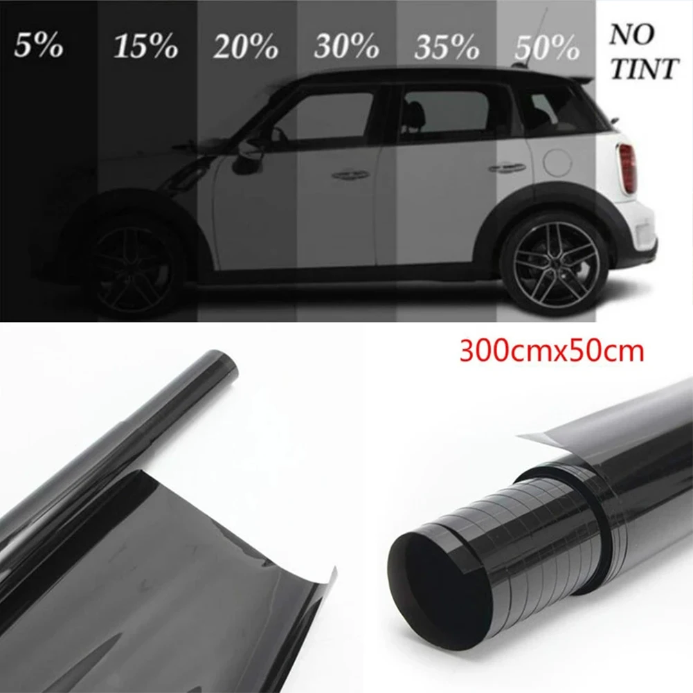 

50*300cm Black Car Window Flim Static Cling Privacy Sun Blocking Anti UV Window Tint Opaque Window Film for Car Bedroom Restroom