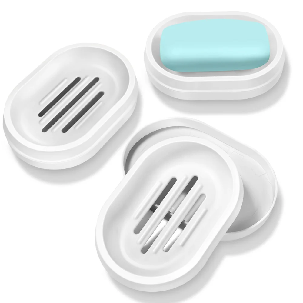 

HOMEMAXS 3pcs Soap Holder Lightweight Portable Soap Saver Easy Cleaning Soap Dish with Drain Soap Box for Bathroom Shower Home K