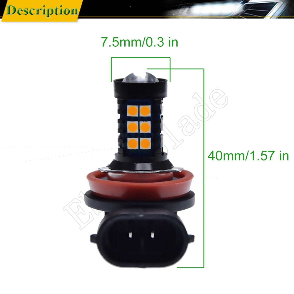 2 шт. водить автомобиль H8 H11 H16JP 3030 30SMD Автомобильная Противо-Туманная светильник лампы противотуманных фар линзы прожекторного типа кроссовки для вождения светильник янтарный, оранжевый, желтый, работающего на постоянном токе 12 В