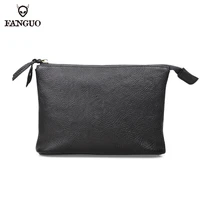 genuine leather 7 9 inch men clutch bag classic lychee pattern handbags large capacity hand bag phone holder card holder purse