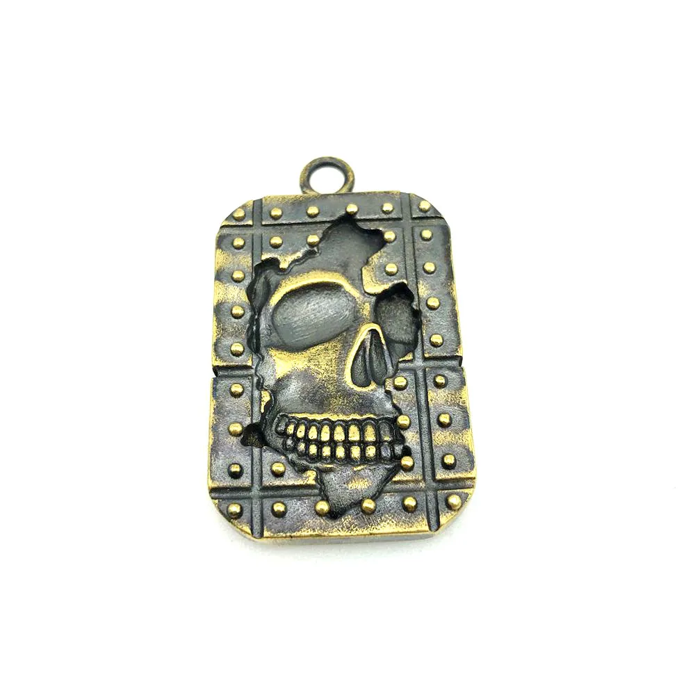 

EDC Brass Key Ring The Skull Card Keychain Outdoor Tool Accessories DIY Pendant