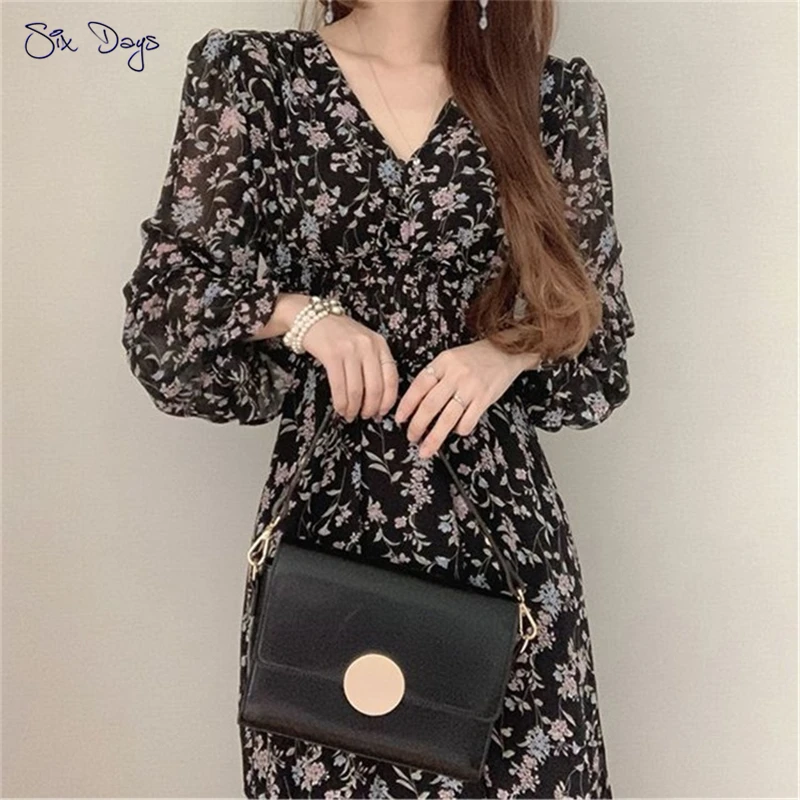 

Korea Chic Floral Print Maxi Dress Women Casual 2021 Summer High Waist Short Sleeve Party Dresses Office Lady Clothes Elegant