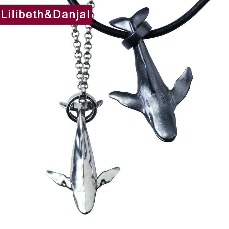 

Whale Pure 925 Sterling Silver Letter Free Leather Chain Dainty Necklace Pendant Jewelry Women Men 2020 New Valentine's Gift P14
