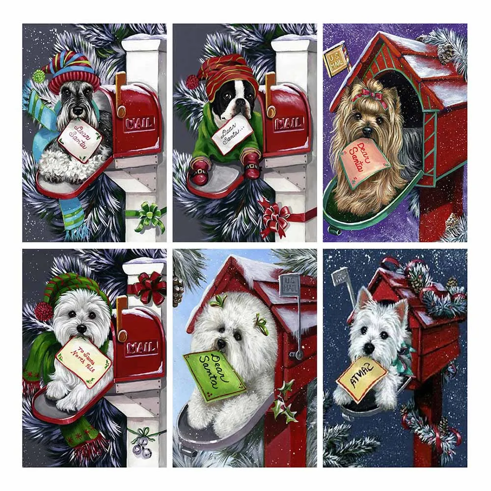 

Dog Mailbox Picture 5D DIY Diamond Painting Square/Round Full Drill Mosaic Cross Stitch Kit Artist Home Decoration