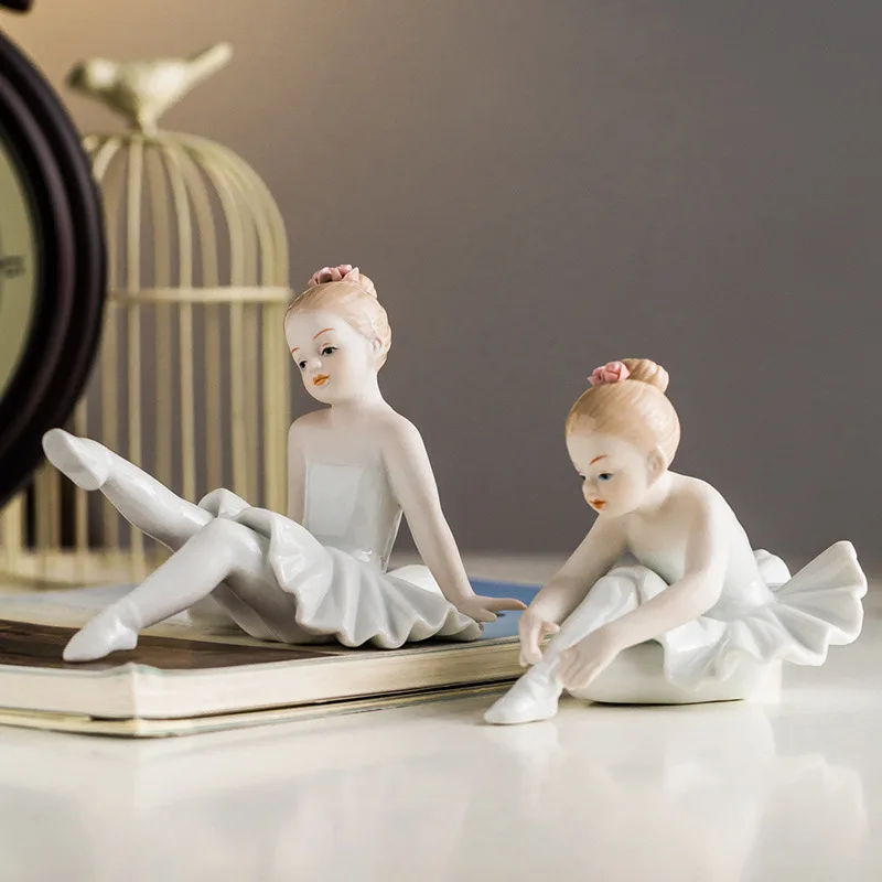 

Ins Hot Ballet Girls Decors Ceramic Home Furnishings Little Girl Ballet Dancers for Sitting Room Bedroom Hallway Table Ornaments
