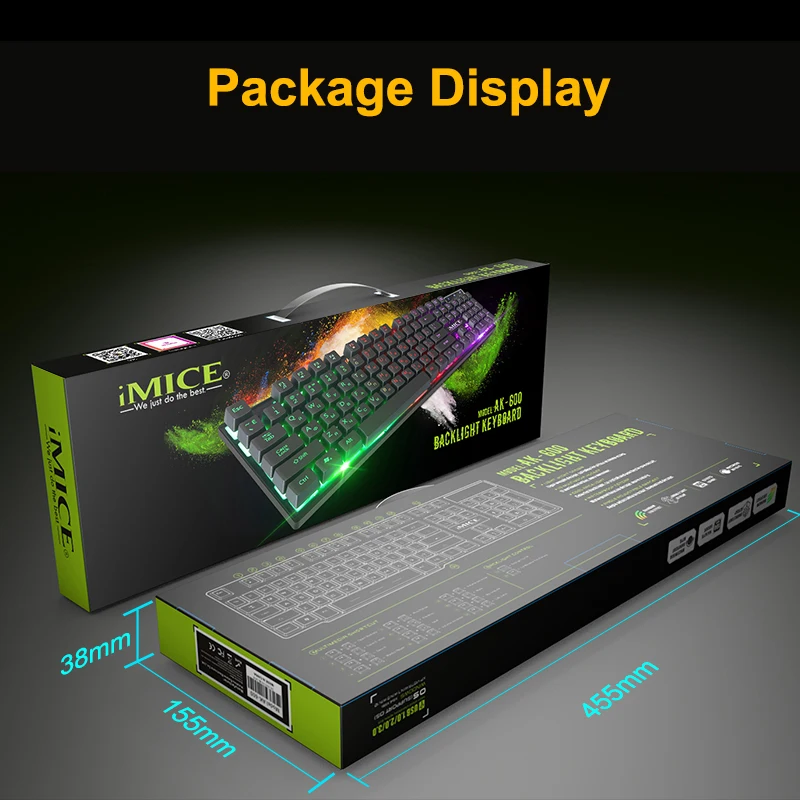 

USB Wired Gaming Keyboard with Backlight USB 104 Rubber Keycaps RGB Wired Ergonomic EN Keyboard for PC Laptop