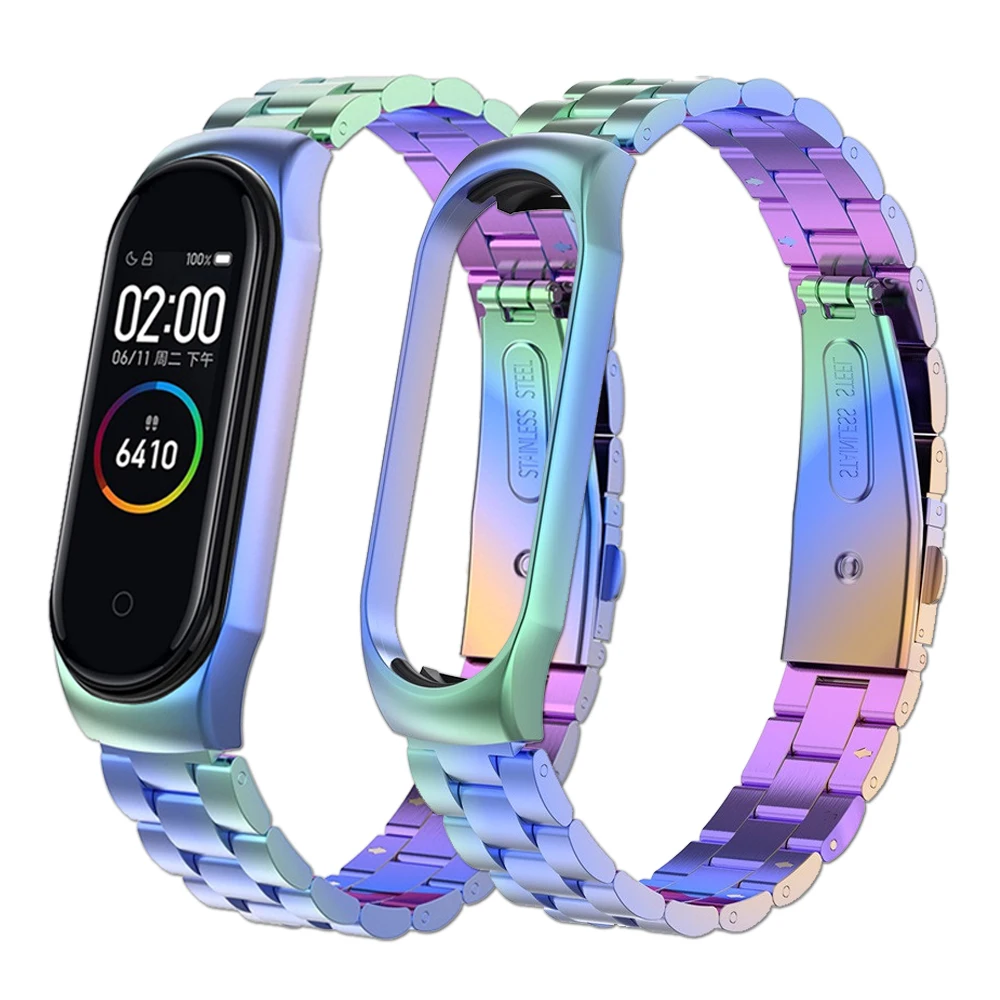 Роскошный браслет Rigardu для Xiaomi Mi Band 4 из нержавеющей стали металлические ремешки