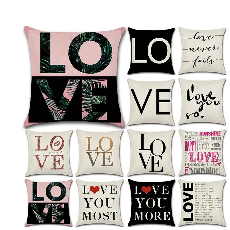 

Couple series Valentine's Day love theme Printing Pillow Cover Home Decoration sofe Cushion Cover Linen Pillowcase