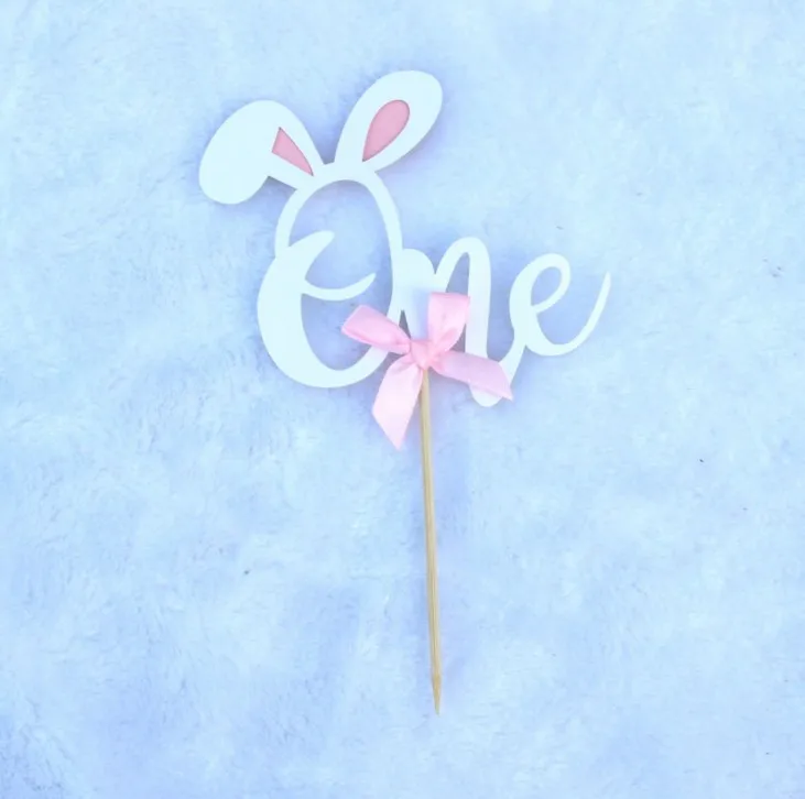 1 шт. розовый голубой кроличий ушко топпер для торта украшение первого дня
