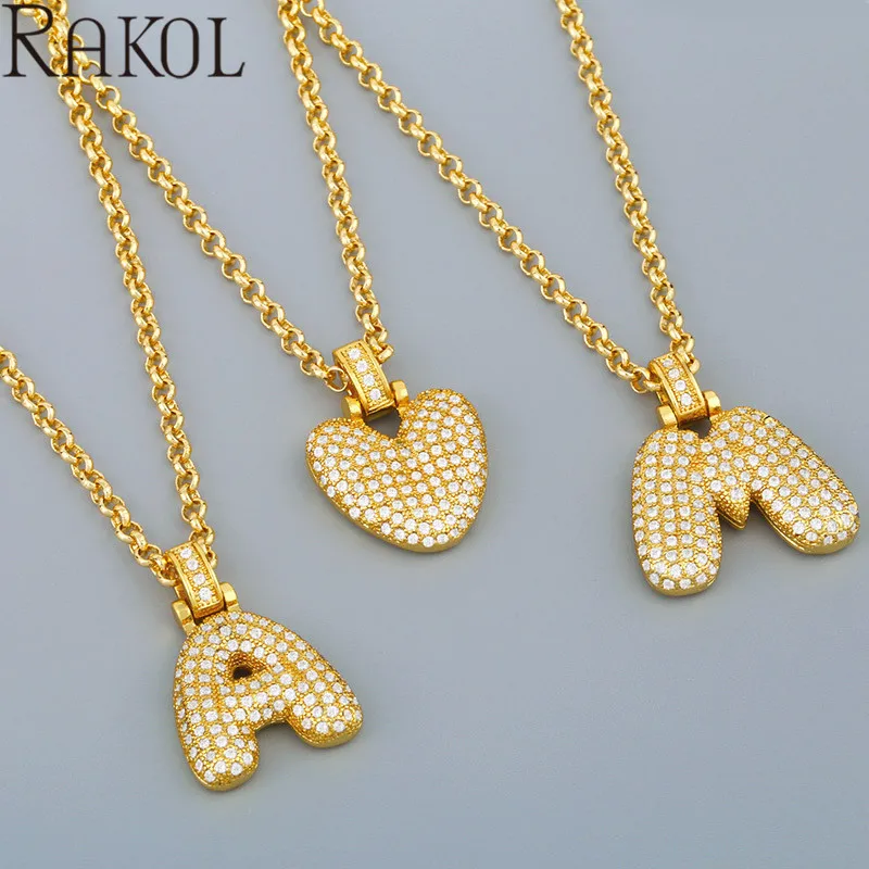 Цепь RAKOL золотого цвета с пузырьковыми буквами ожерелье подвеской для мужчин и