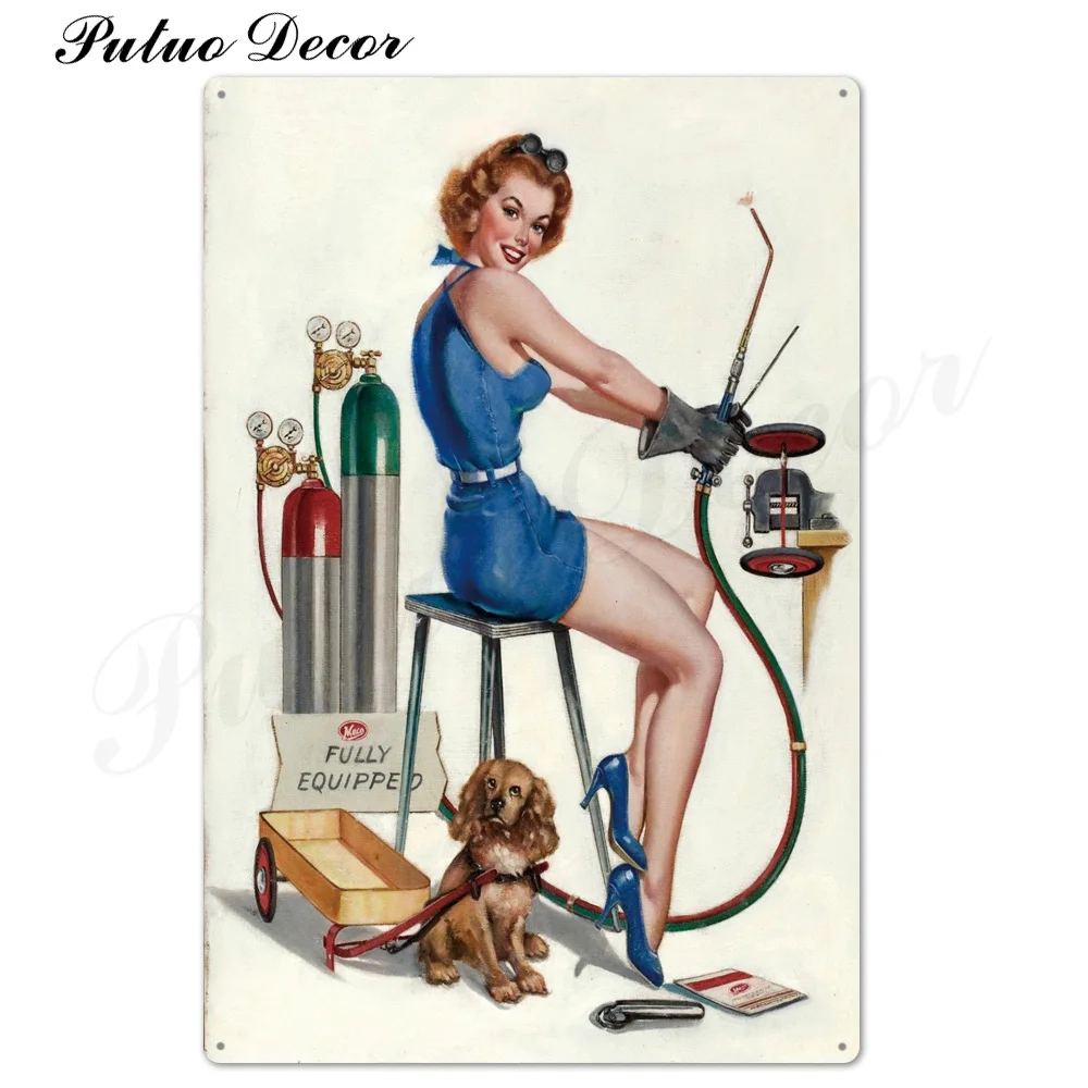 TH2011 Pin Up Girl Оловянная табличка металлическая винтажная Сексуальная металлическая вывеска Настенный декор для бара паба клуба человек пещера значки в стиле ретро металлическая живопись - Цвет: TH2011