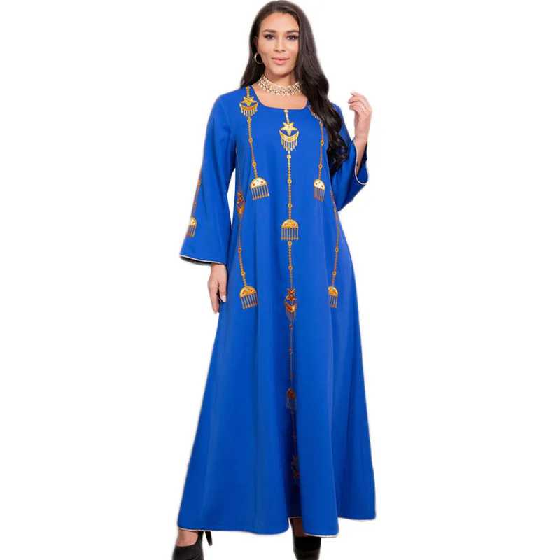 Восточный кафтан из Дубая с вышивкой длинное платье мусульманских женщин в этническом стиле Арабская абайя Исламская одежда Турецкий Ближ...