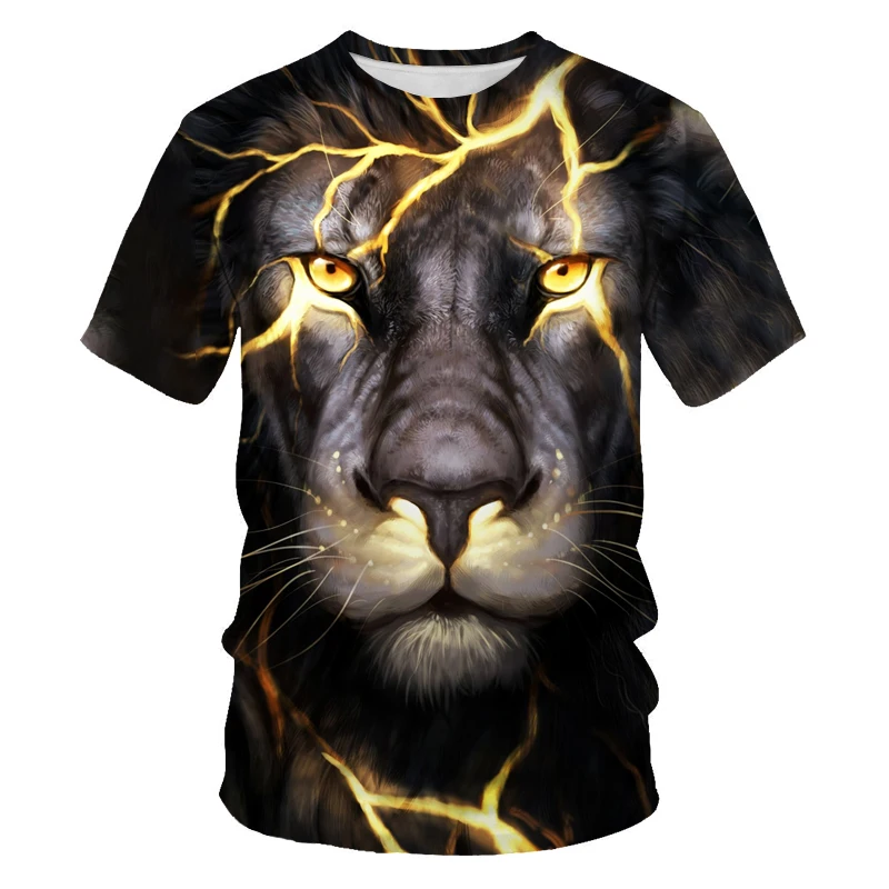

Summer hot-selling men's t-shirt 3d printing lion graphic T-shirt all-match outdoor sports short sleeve full size 100-6XL
