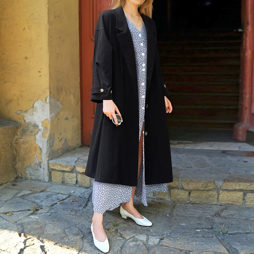 Осенне-зимний женский длинный теплый Тренч размера плюс Модный повседневный