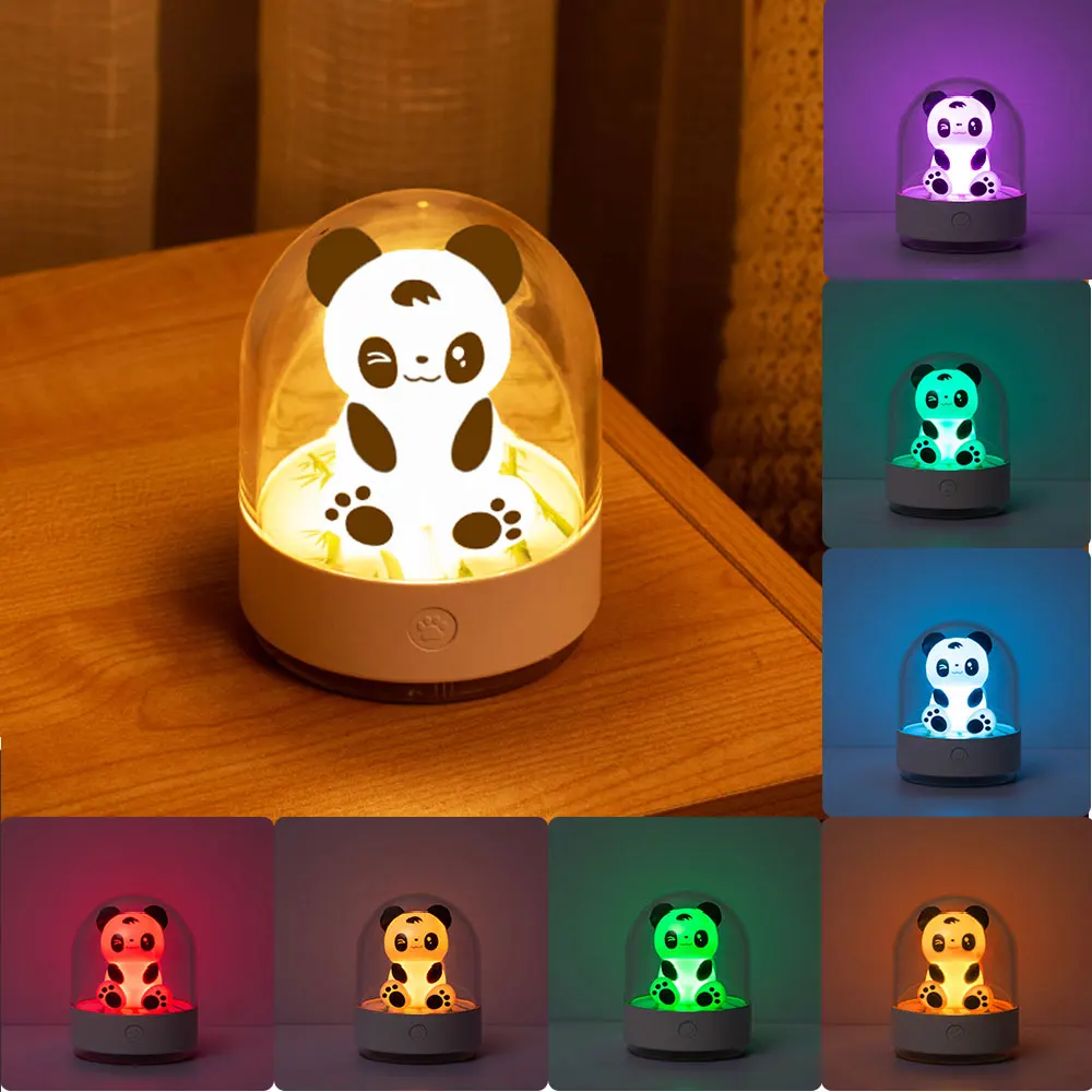 

Rechargeable Cute Panda Night LED Light RGB Aromatherapy UV Disinfection Lamp For Children Bedroom Kids Gift