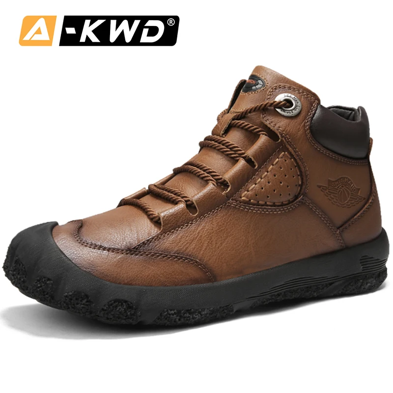

2020 Fashion Genuine Leather Man Shoe High Top Work Shoes Men Lightweight Mens Boot Casual Hiking Shoes Tactical Boots Men 38-45