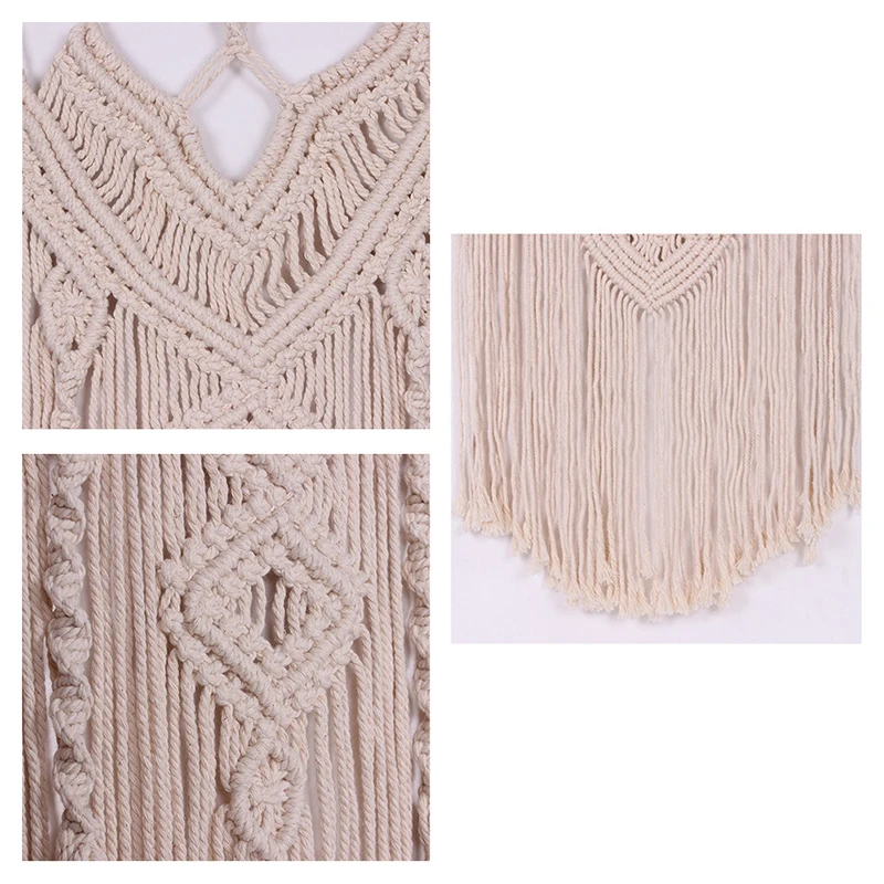 

Bohemian Hand Woven Tapestry Cotton Rope Tapestry Photo Wall Tassel Pendant Geometric Art Beautiful Home Decoration