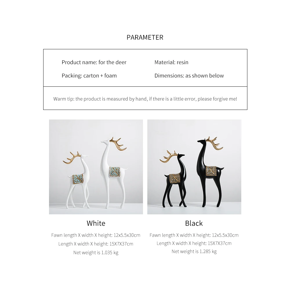 

A pair of Deer Resin Statue Sculpture Crafts Decore Ornaments Desktop Furnished living room decore home decoration