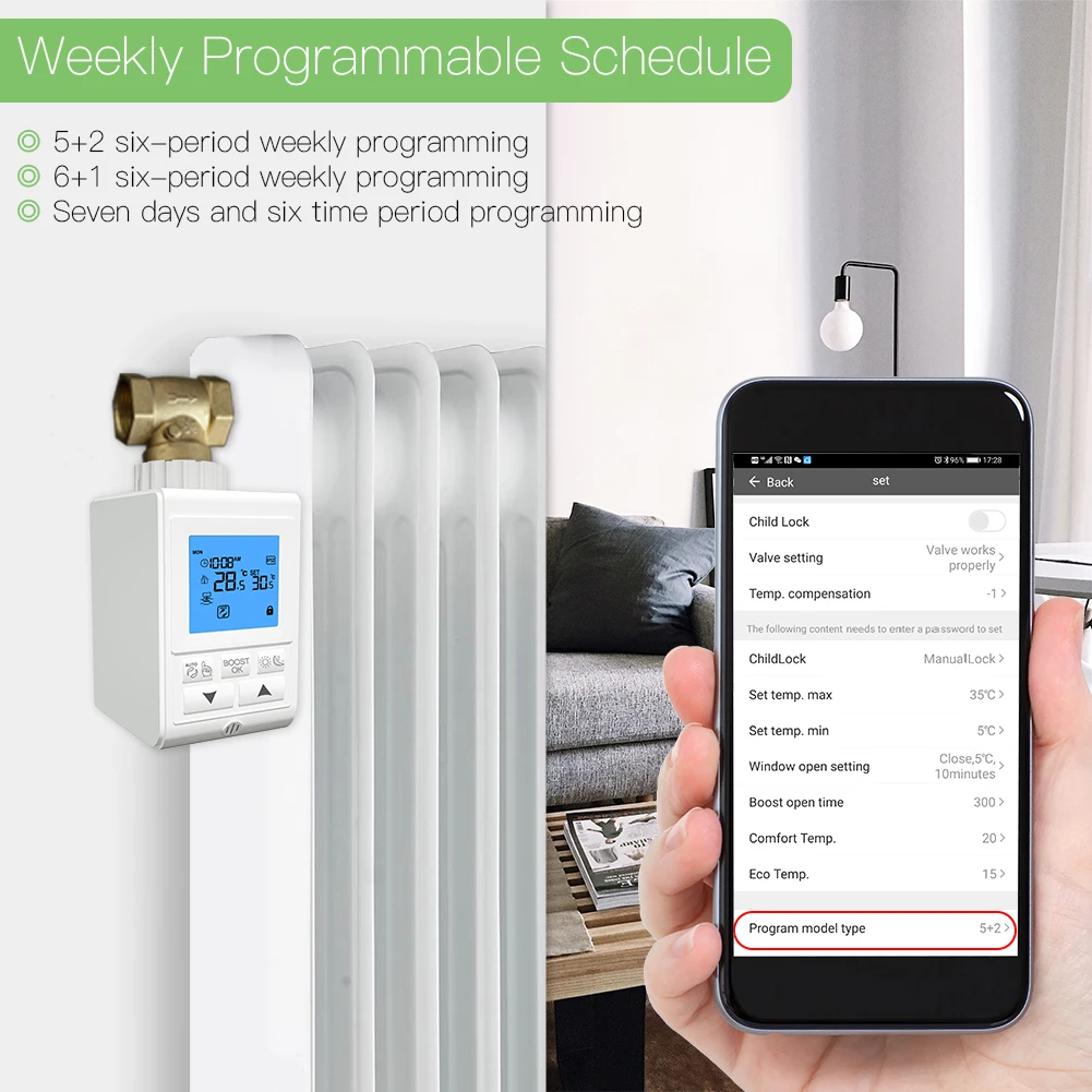 Zigbee Смарт термостатический радиатор клапан управления ler TRV термостат Tuya