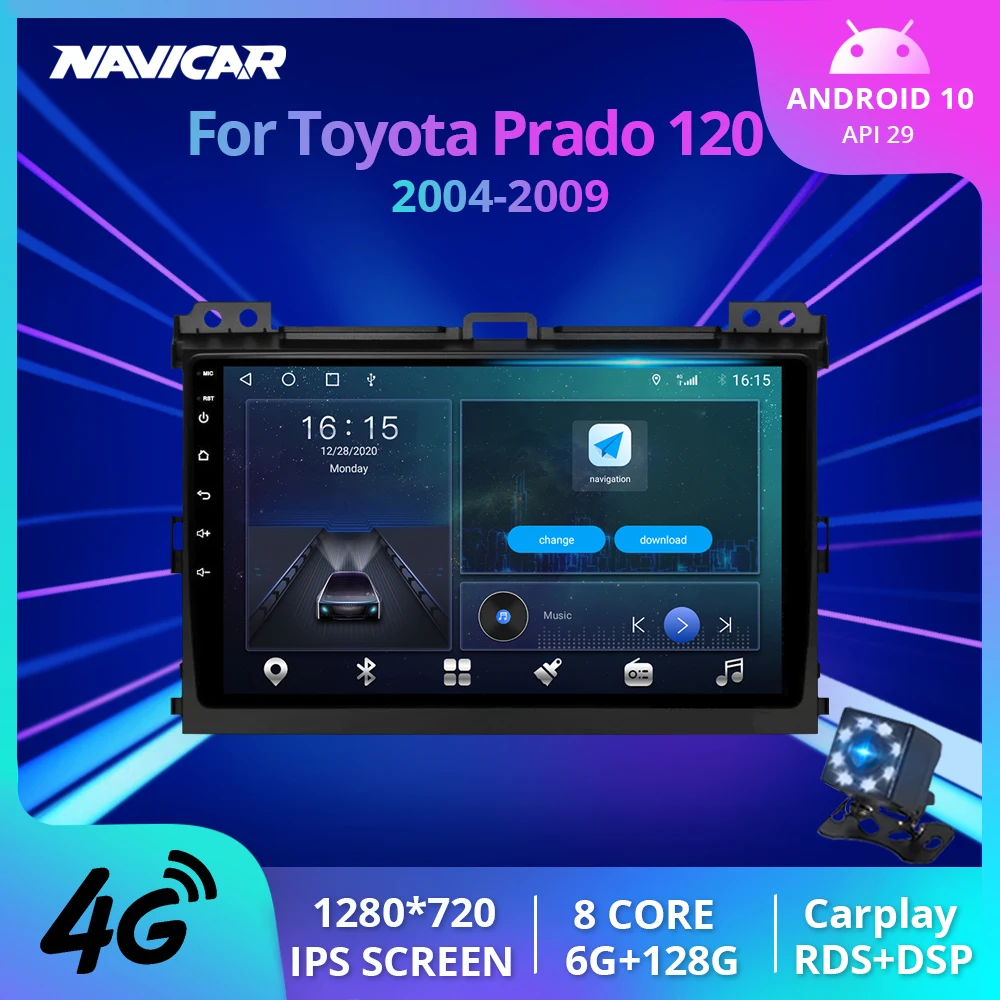 Автомагнитола 2DIN Android 10 для Toyota Prado 120 2004-2009 стереоприемник GPS-навигация Авторадио