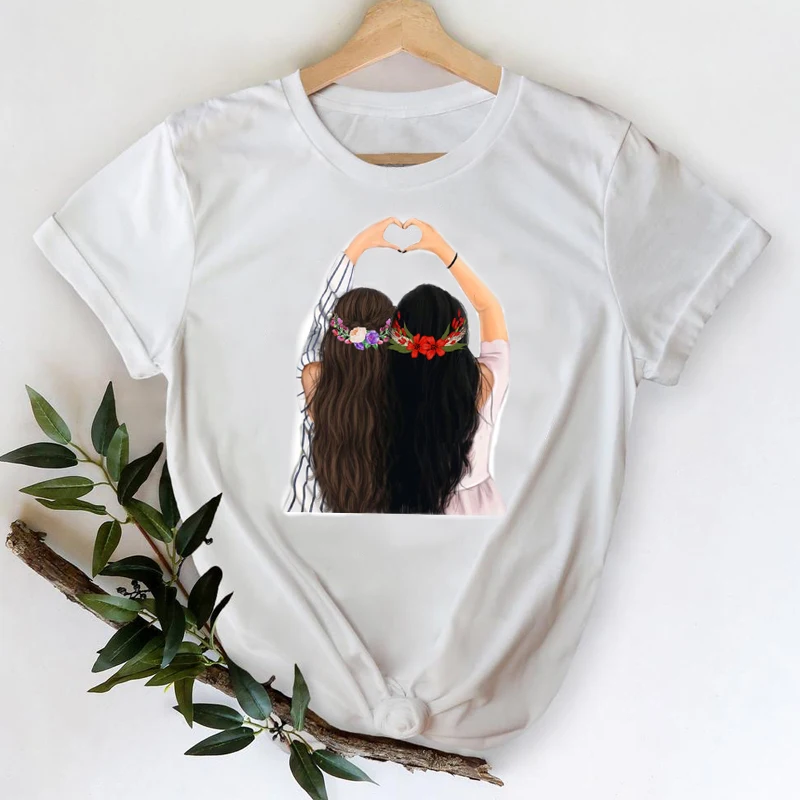 

T-shirts Women 2021 spring summer love Sister Friends Clothing 90s Clothes Graphic Tshirt Top Lady Print Female Tee T-Shirt