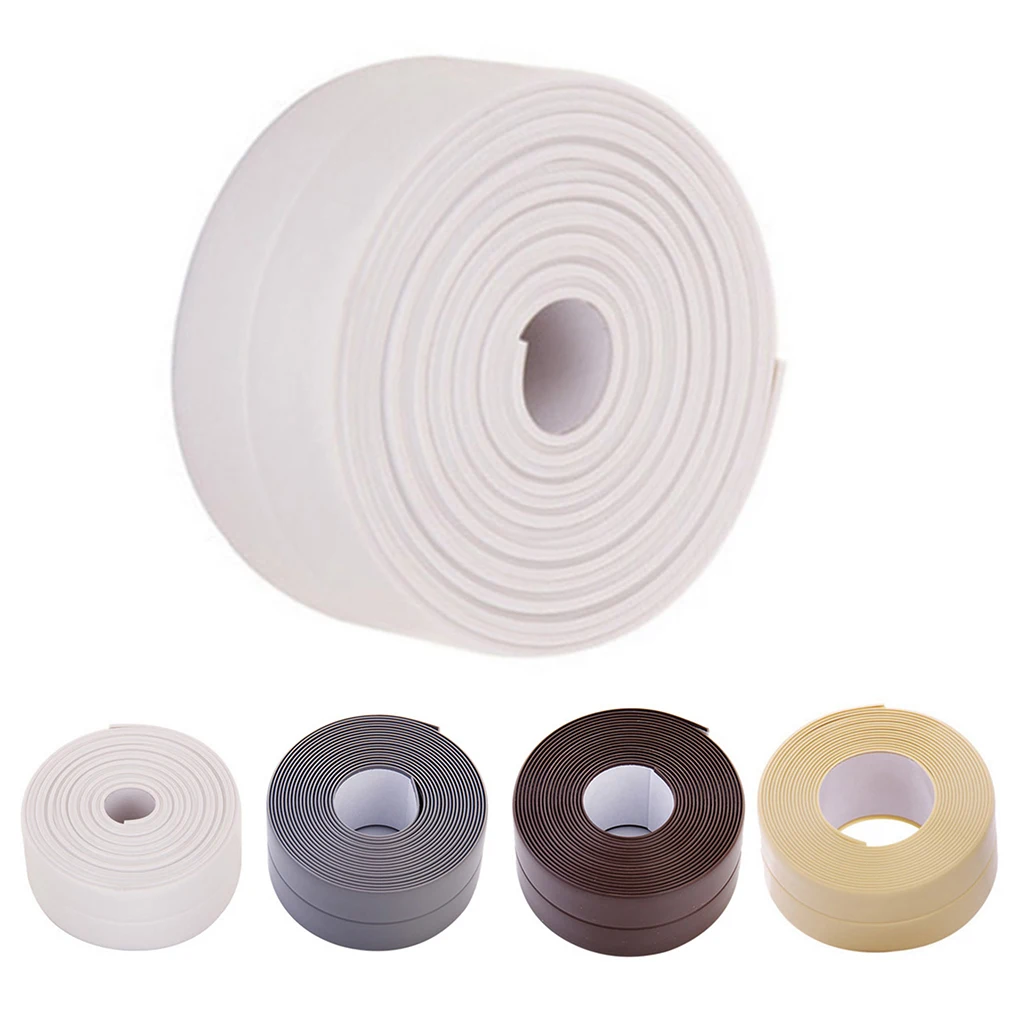 

1PC 3.2 Meters Bathroom Shower Sink Bath Sealing Strip Tape White PVC Self-Adhesive Waterproof Wall Sticker for Bathroom Kitchen