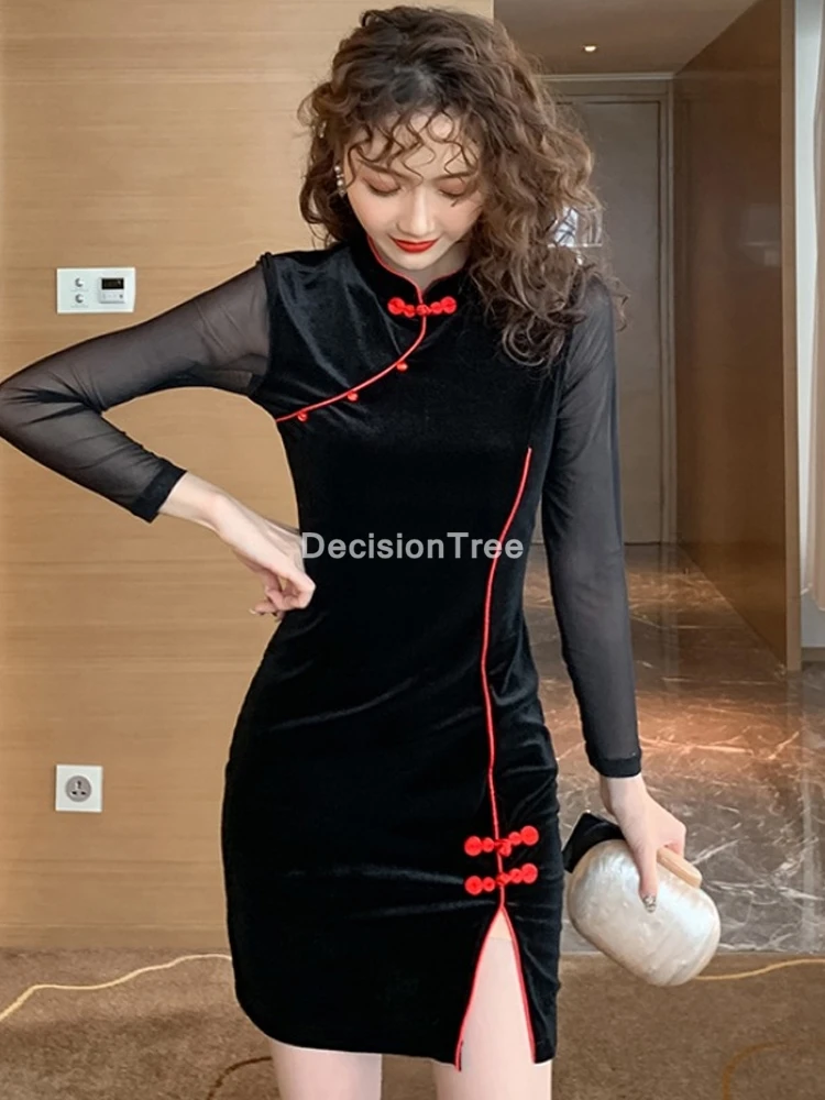 

2021 китайское платье qipao cheongsam китайский женский короткий qipao Восточный для женщин вечернее Ципао платье Элегантное праздничное платье