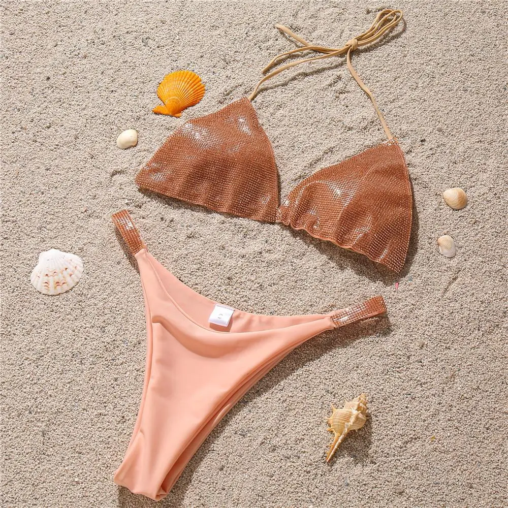

Sexy Diamond Bikini Women Swimsuit 2021 New Halter Swimwear Push Up Bikini Set Brazilian Bathing Suits Beach Wear Swimming Suit