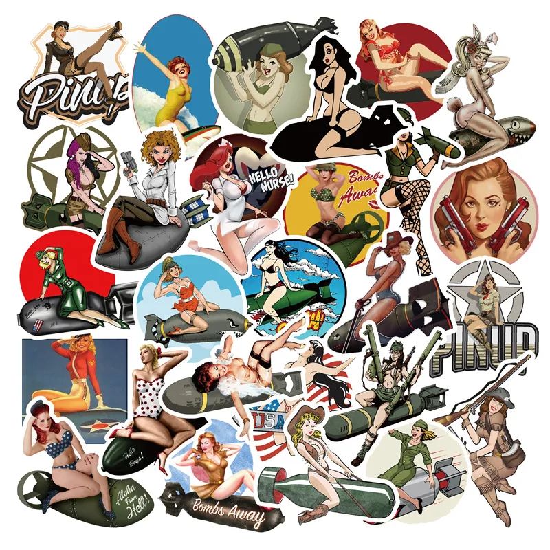 

10/30/50PCS Classic Retro Girl on a cannonball Stickers Motorcycle Laptop Decal Pegatina Snowboard Skateboard Guitar Sticker