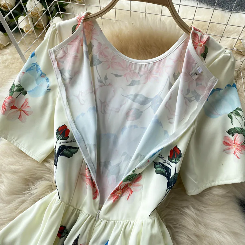 

Summer Print Short Sleeve Dress Elegant Woman Long Sandy Beach Dresses For Women Fashion Party Dress Casual 2021 Vestidos